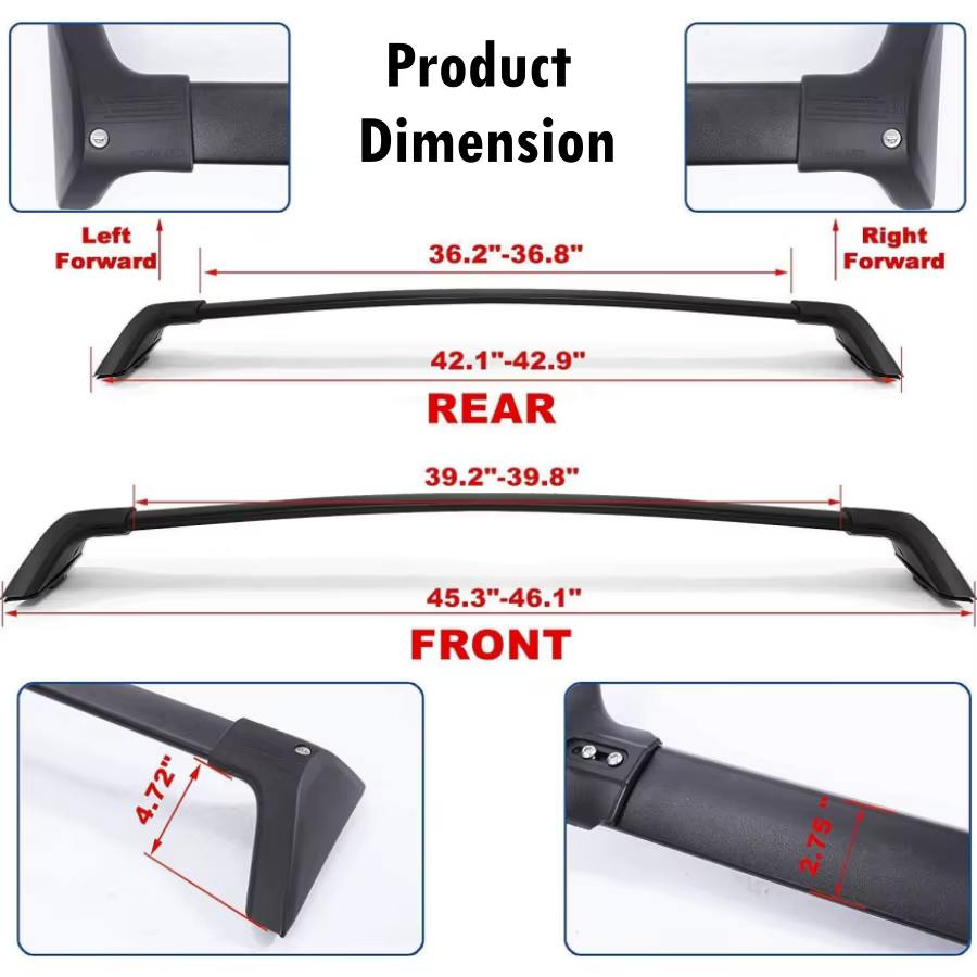 Barres transversales de galerie de toit pour Toyota RAV4 2019 – 2025 (ne convient pas à 2024 LE/Adventure/TRD Off-Road/Hybrid Woodland Edition) Verrou antivol