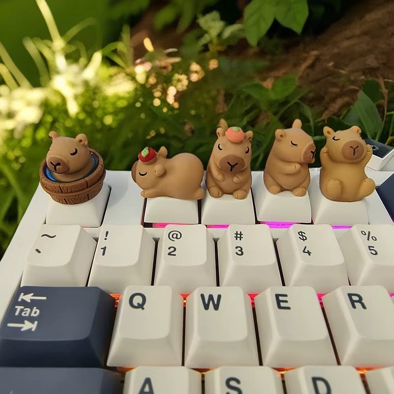Capybara mignon Keycap dessin animé Animal poupée personnalisé Keycaps pour clavier mécanique casquettes Kawaii Artisan clé casquettes voiture décoratif cadeau