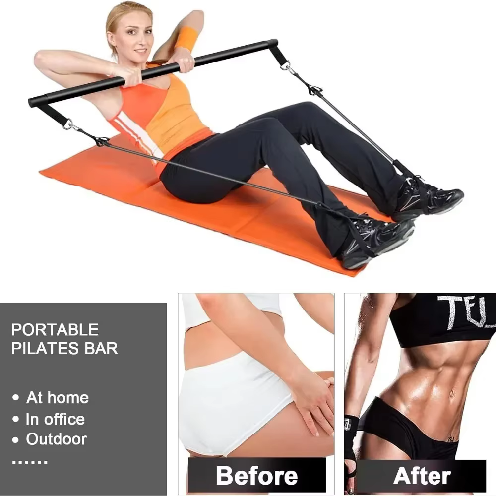 11 pièces Kit d'exercice corporel de barre de Yoga Pilates Portable Kit