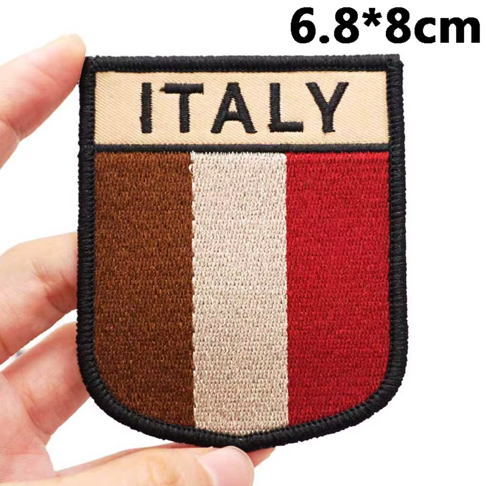 Patchs de broderie tactiques drapeau italien pour sacs à dos et vêtements, accessoires militaires avec support à crochet ou dos en fer