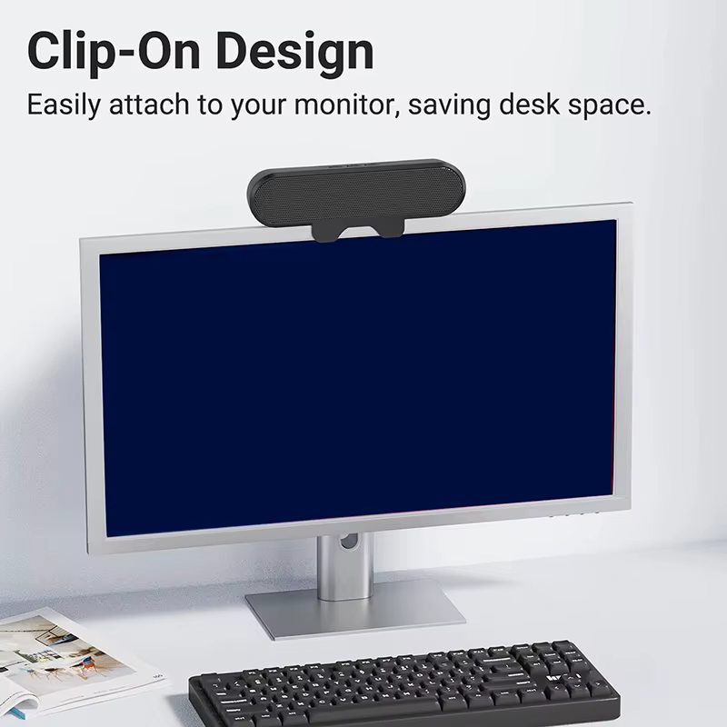 Barre de son portable mini USB filaire pour ordinateur, TV, PC, ordinateur portable, bureau, avec clip, caisson de basses, enceinte musicale
