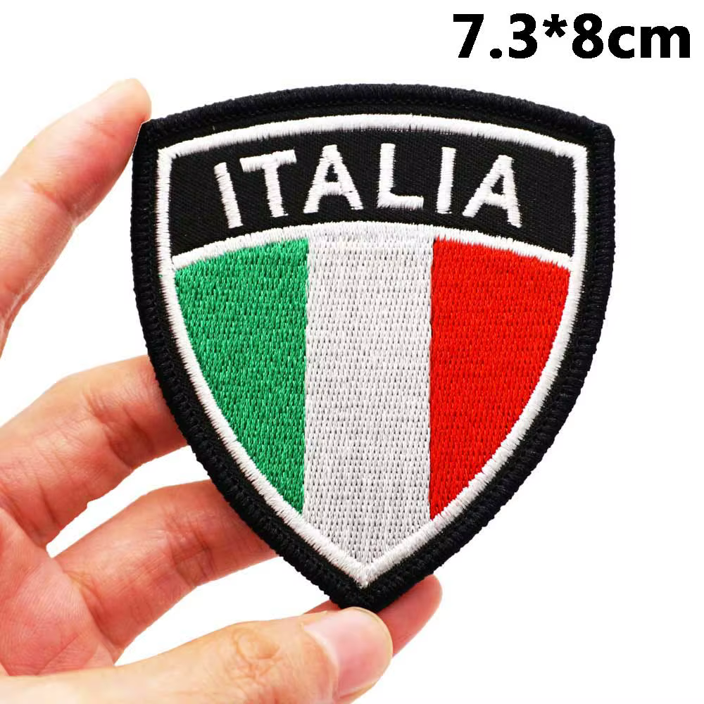 Patchs de broderie tactiques drapeau italien pour sacs à dos et vêtements, accessoires militaires avec support à crochet ou dos en fer
