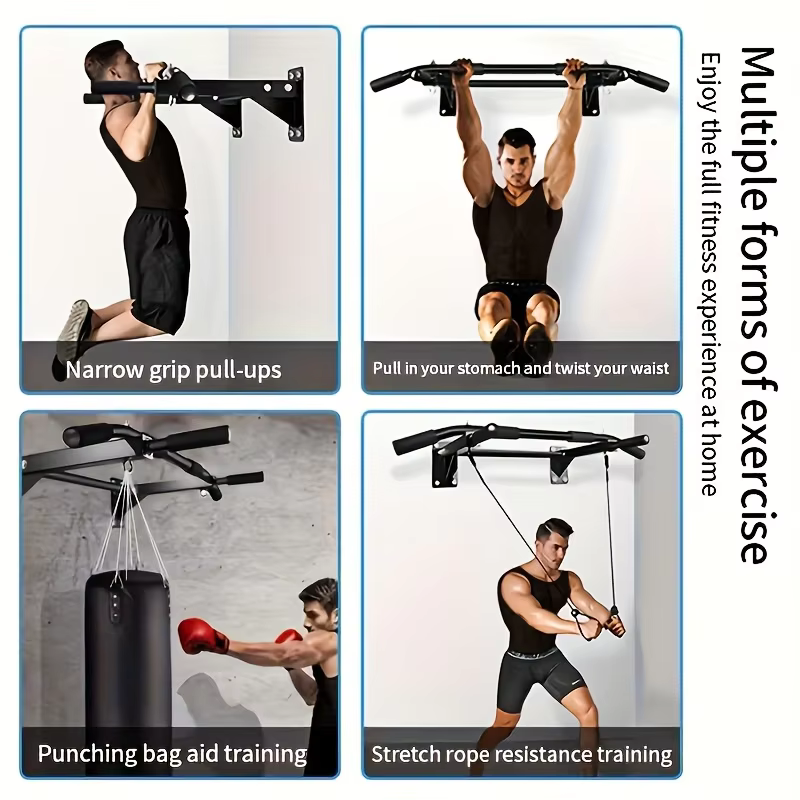 Barre de traction murale pour salle de sport à domicile avec structure triangulaire stable