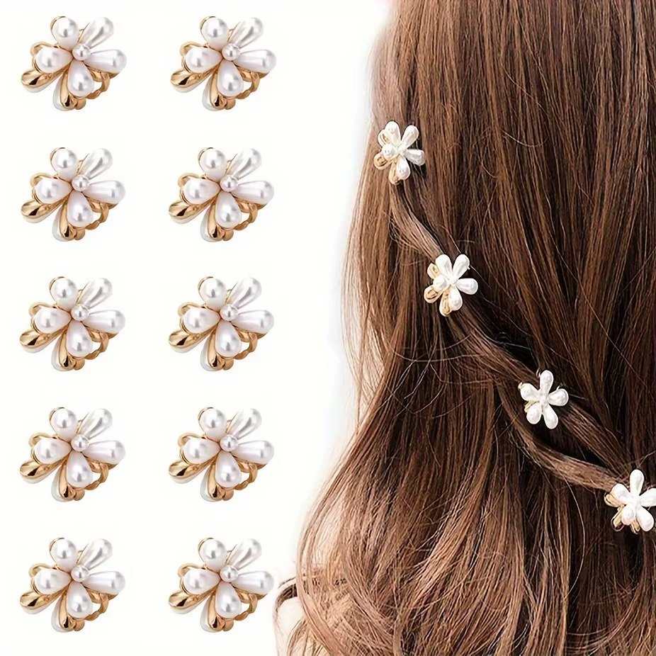 Pinces à cheveux en forme de fleur pour enfants, barrettes décoratives en fausse perle, accessoires de décoration de cheveux, femmes et filles, 6 pièces, 3 pièces, 1 pièce