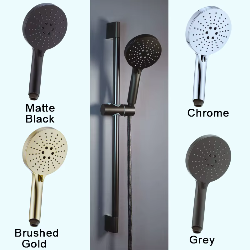 Ensemble de colonnes de douche noires, accessoires de salle de bains, pomme de douche, curseur mural, pomme de douche réglable, Rail de levage, support coulissant