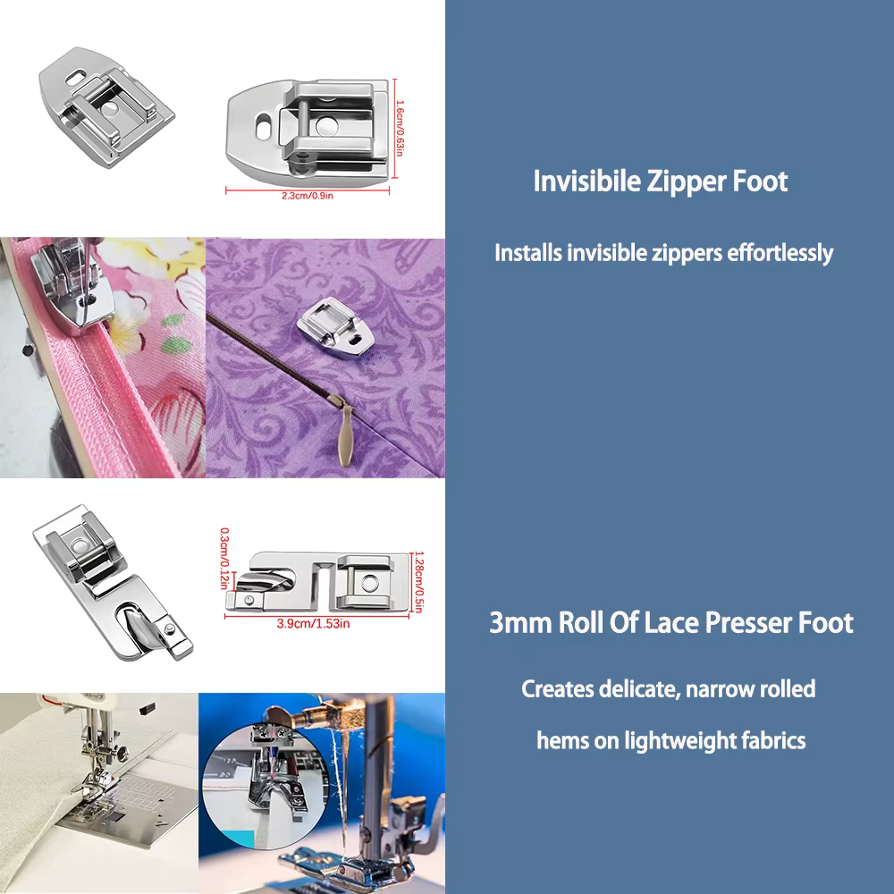Kit de 18 accessoires pour machine à coudre avec boîte, pour Brother, Singer, outils de couture domestiques