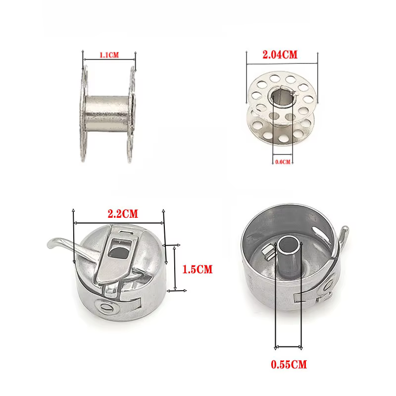 Bobines métalliques + crochet de navette + étui à canette pour Machine à coudre domestique de Style ancien, accessoires de couture pour frère et chanteur, 7 pièces/ensemble