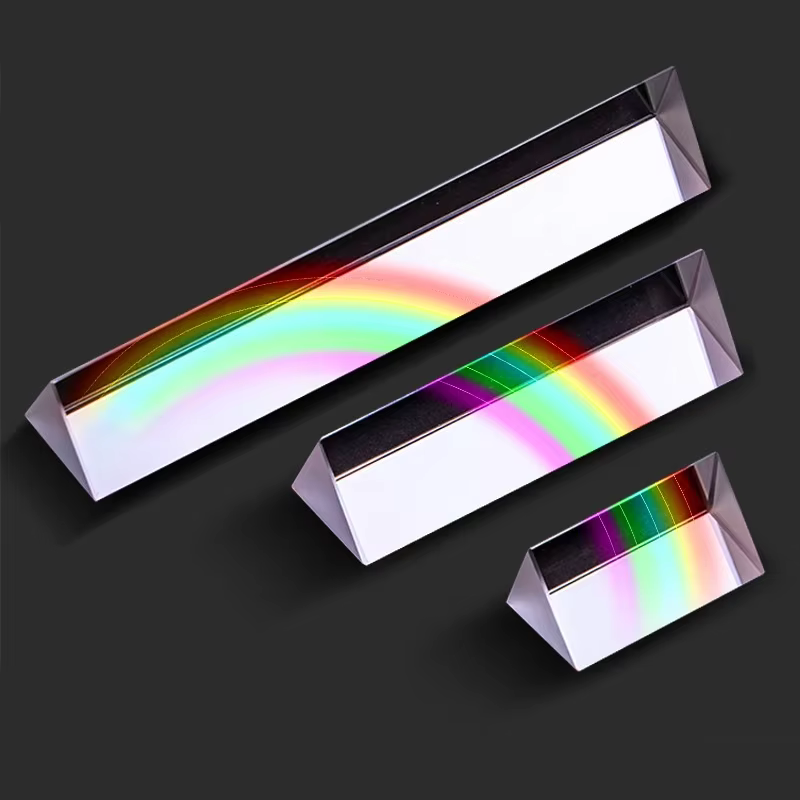 Prisme triangulaire arc-en-ciel, verre de cristal, prismes de couleur photographiques pour enfants, enseignement de la physique, spectre de lumière réfracté