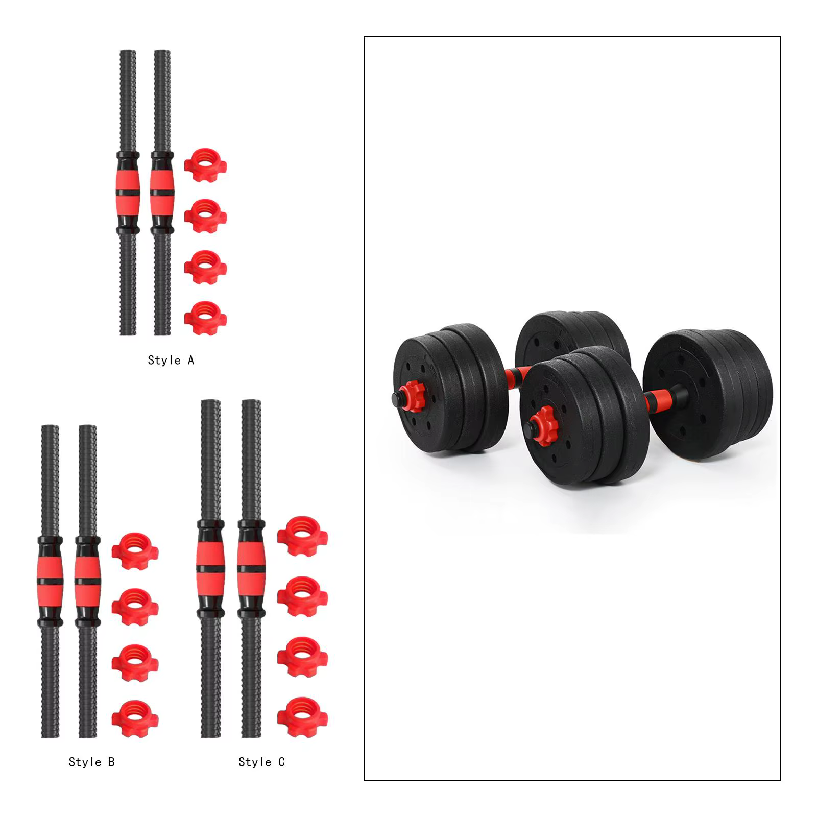 2x poignée d'haltères avec 4 colliers