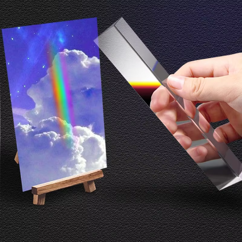 Prisme triangulaire arc-en-ciel, verre de cristal, prismes de couleur photographiques pour enfants, enseignement de la physique, spectre de lumière réfracté