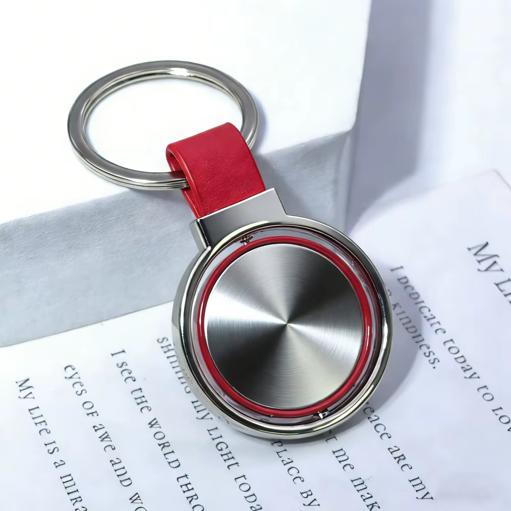 Porte-clés personnalisable en cuir avec pendentif, petit cadeau, accessoires à boucle métallique, porte-clés rotatif en cuir avec logo