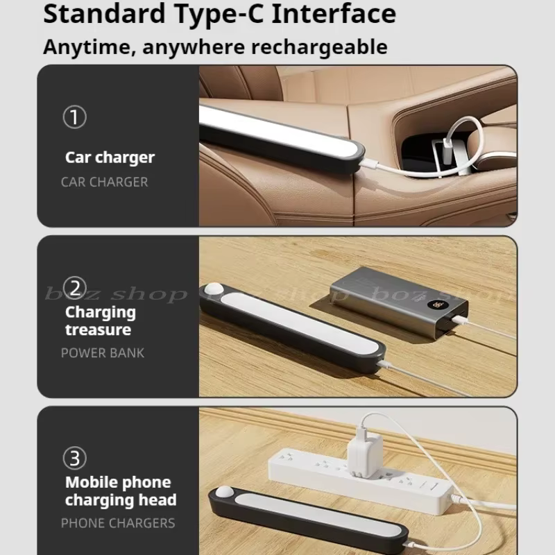 Lumière de capteur de coffre de voiture pour capot de coffre de sol, barre lumineuse à Induction automatique Rechargeable par USB, lampe magnétique en Mode de détection Maual