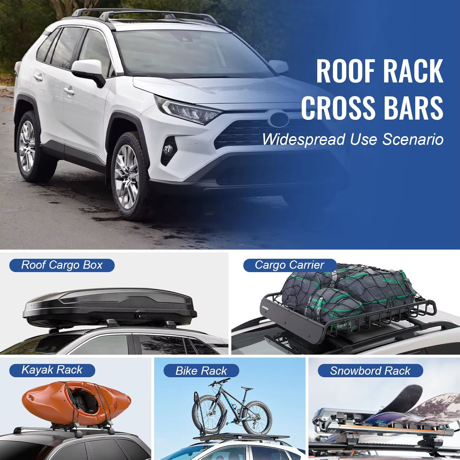 Pour Toyota RAV4 2019-2025 barres transversales de galerie de toit, capacité de charge porte-bagages en aluminium kayaks vélo canoës barres transversales