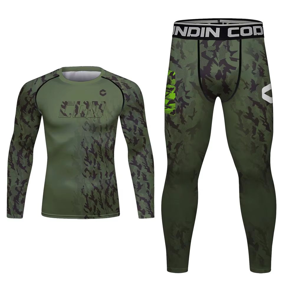 Vêtements de boxe ensemble ajusté MMA Rashguards Kits hommes Bjj combat couche de Base Leggings T-shirt Bjj Blouses