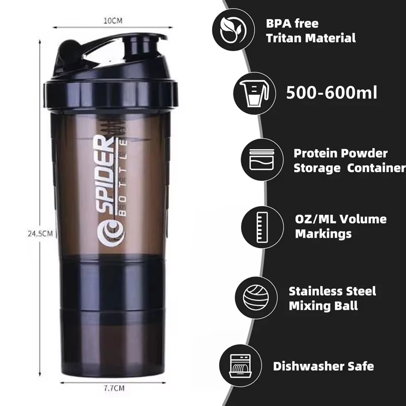 Shaker à protéines Portable avec récipient de stockage de poudre