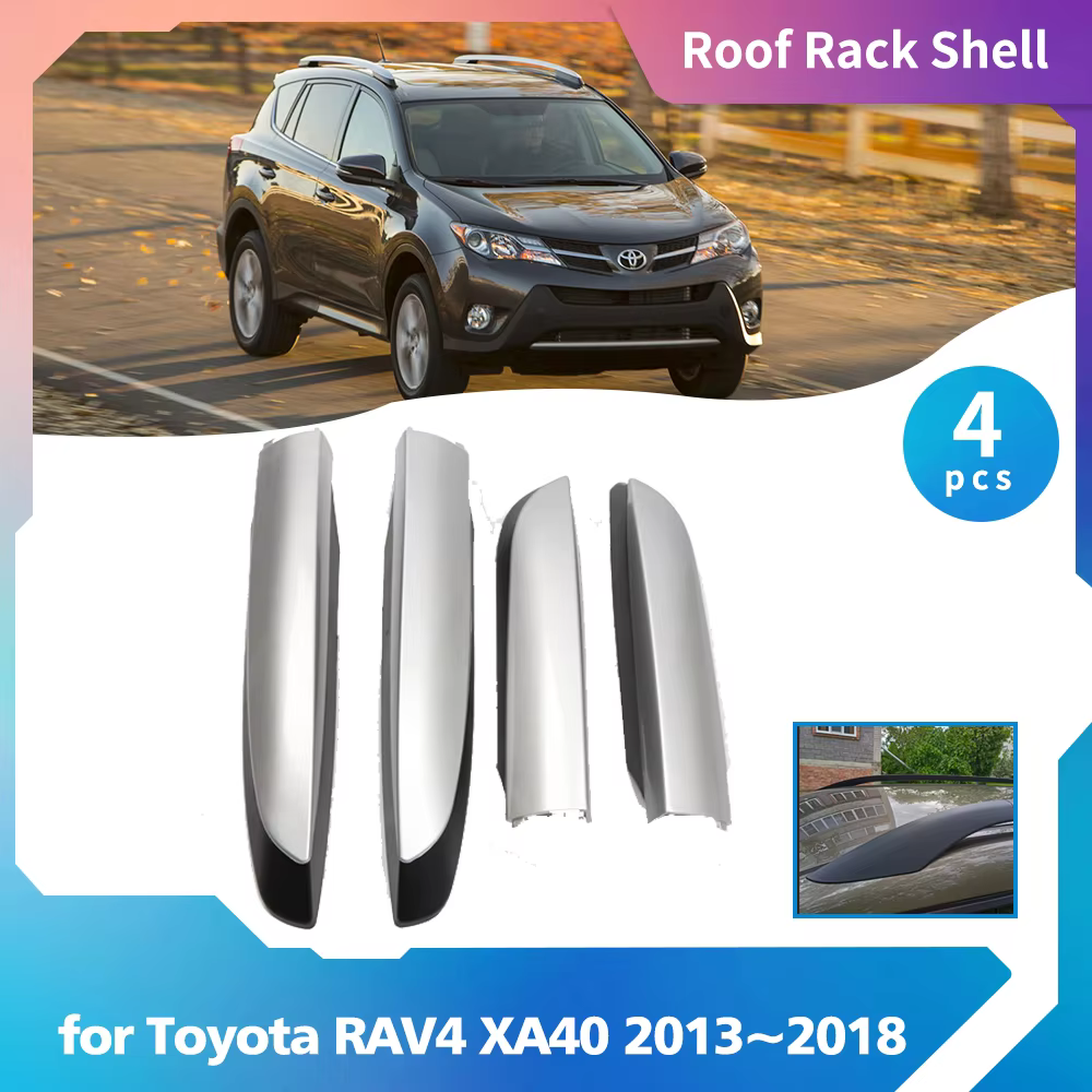 Barre de Bagages de Voiture en ABS, Couvercle d'Extrémité de Rail, Garniture de Coque, Accessoire de Toit T1 pour Toyota RAV4 XA40 2013 ~ 2018 2014, 2015 2016 2017 4 Pièces