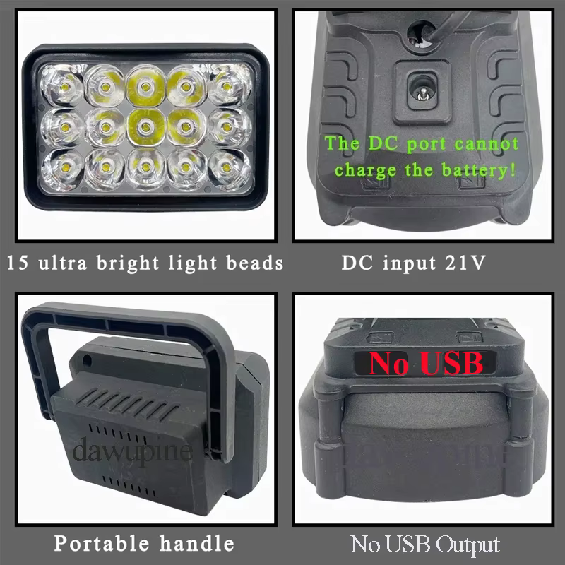 Pour Makita 18V Li-ion batterie accessoire BL1830 LED lampe de travail torche lampe de poche lanterne Camping éclairage de secours BL1430
