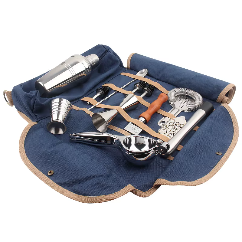 Grand sac de transport pour barman, sac à outils créatif en toile pour barman, sac de rangement pour outils de bar et shaker à cocktails (sac seul)