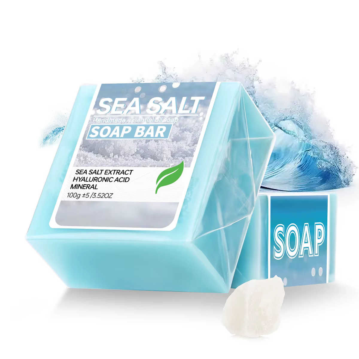 Savon artisanal à l'huile essentielle et au sel marin, savon nettoyant et hydratant à l'acide hyaluronique, nettoyage en profondeur pour le bain et le corps