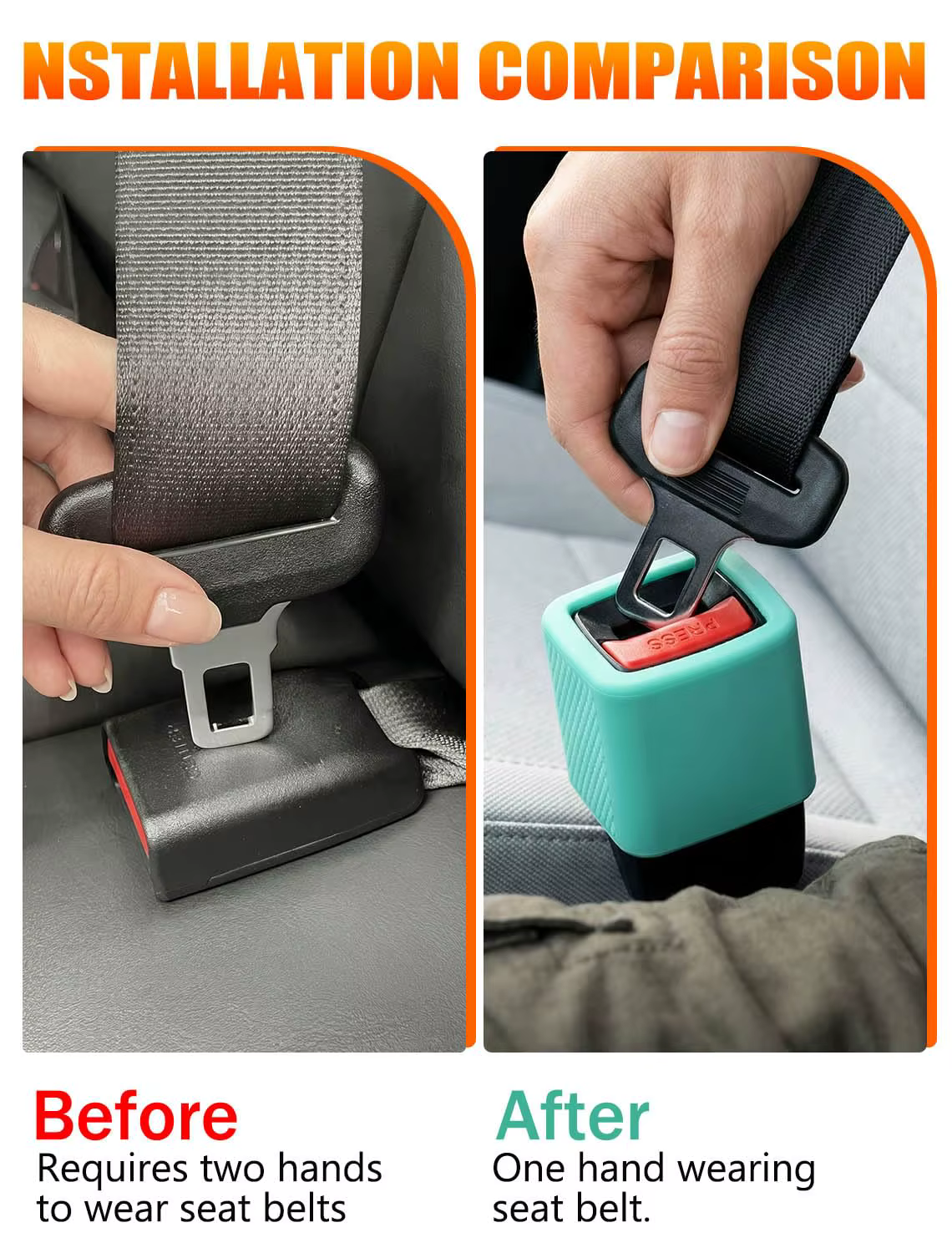 Support de boucle de ceinture de sécurité phosphorescent, 2 pièces, rehausseur arrière en silicone - Garde la prise droite pour un accès rapide, ajustement universel