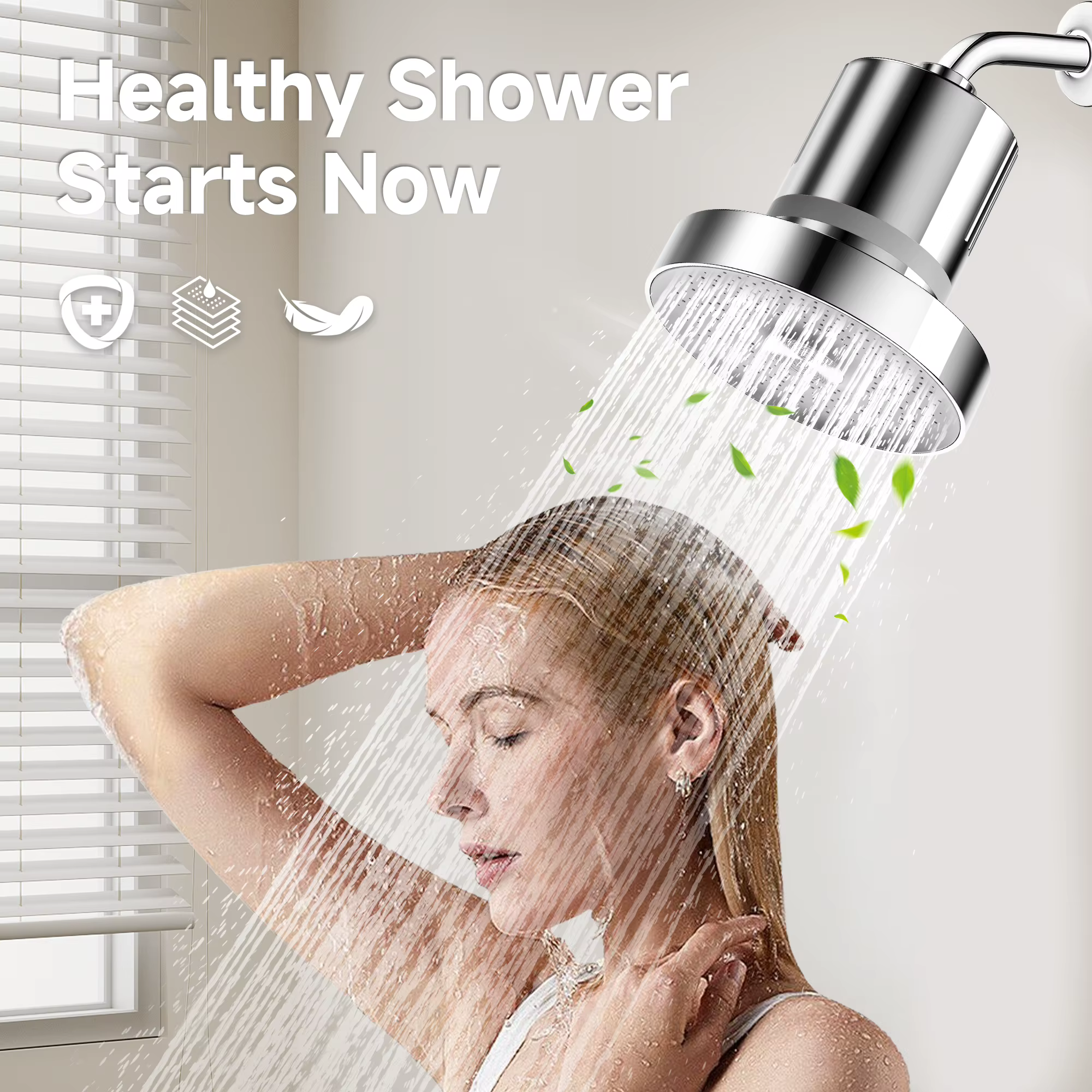 Pomme de douche noire avec adoucisseur d'eau - Le filtre de douche élimine les produits chimiques toxiques et 98% de chlore - Filtre à eau dure haute pression