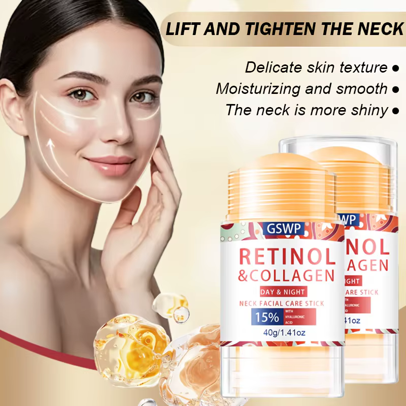 Crème pour le cou GSWP au rétinol et au collagène, liftante et raffermissante, avec acide hyaluronique. Hydratation profonde. 40g/80g
