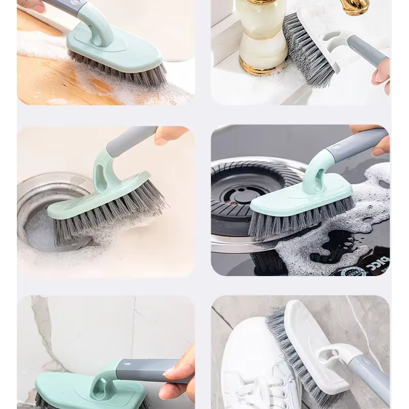 360 ° Brosse de nettoyage en profondeur, poignée à poils robustes pour salle de bains, cuisine, carrelage, coin au sol, outil de gommage de Surface, nettoyage d'angle Br