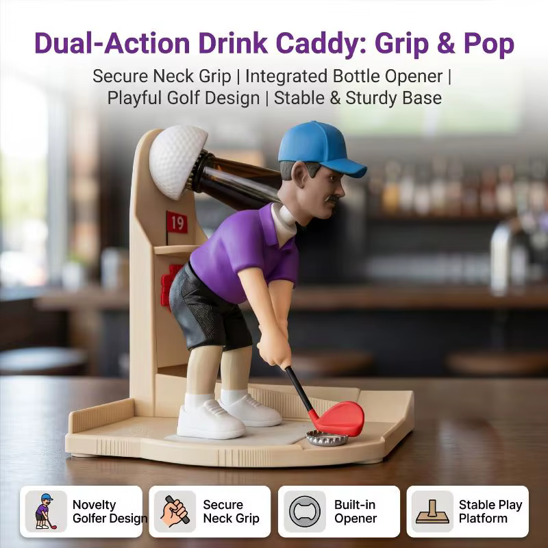 ㈅ Figurine de golfeur, ouvre-bouteille avec fente pour collectionneur de capsules, décoration de bar à domicile, cadeau pour les amateurs de golf, gadget de cuisine