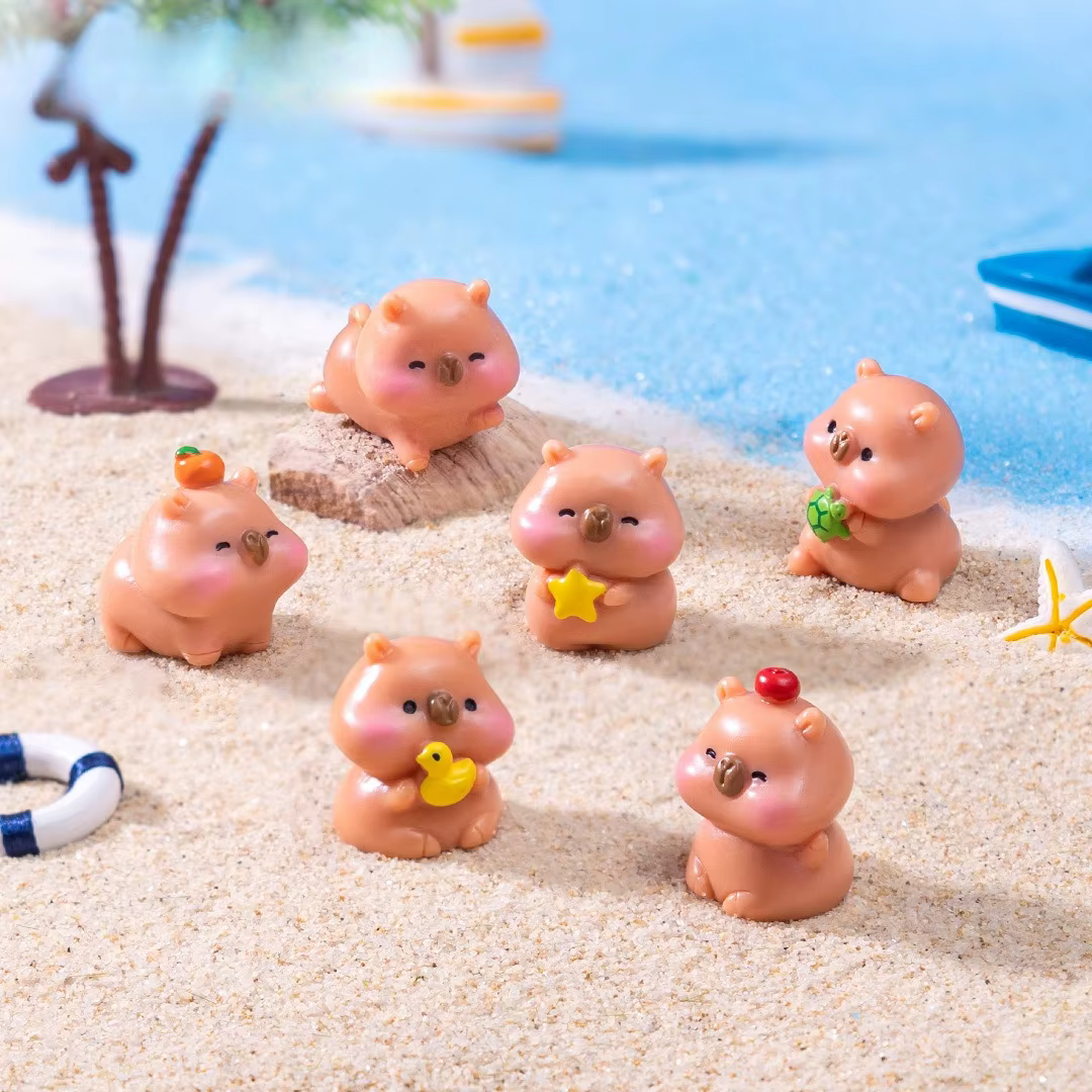 6 pièces mignon Mini Capybara Figurine bricolage paysage décor à la maison ornement maison de poupée Miniature fée jardin décoration accessoire moderne