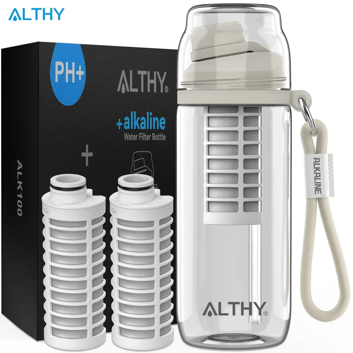 ALTHY Bouteille de filtre à eau alcaline