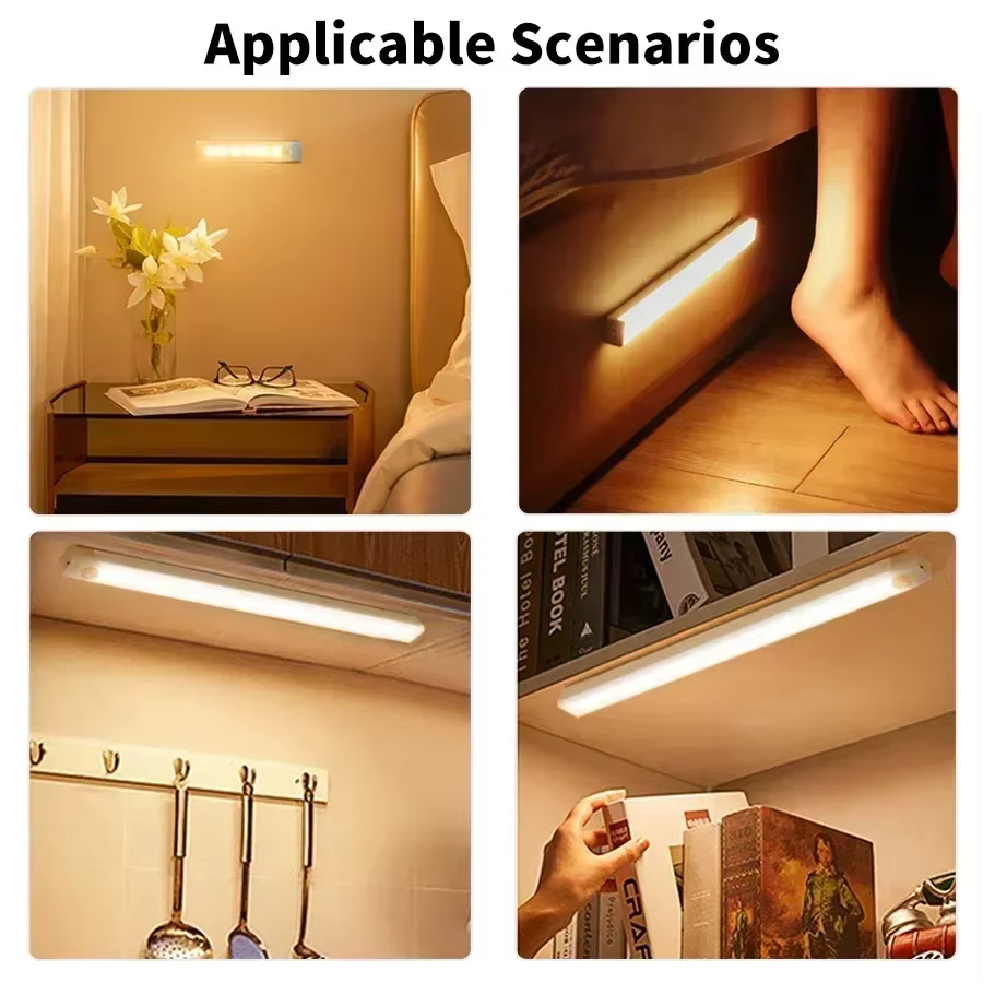 Lampe LED magnétique sans fil avec détecteur de mouvement, Rechargeable par USB, veilleuse pour armoire, garde-robe, rétro-éclairage pour chambre