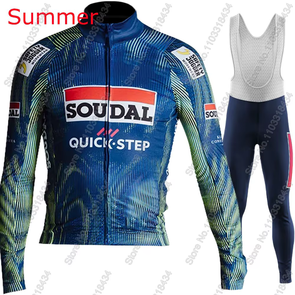 Soudal Quick Step 2026 équipe cyclisme maillot ensemble vêtements costume hommes été hiver belgique à manches longues vtt vélo route pantalon bavoir Ropa