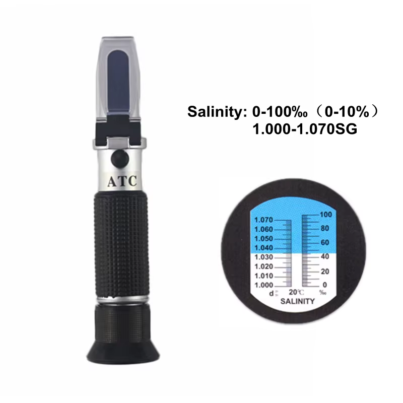 Réfractomètre de salinité 0-10% 1.000-1.070 SG, Salomètre optique pour eau de mer, aquaculture marine, testeur de sel alimentaire
