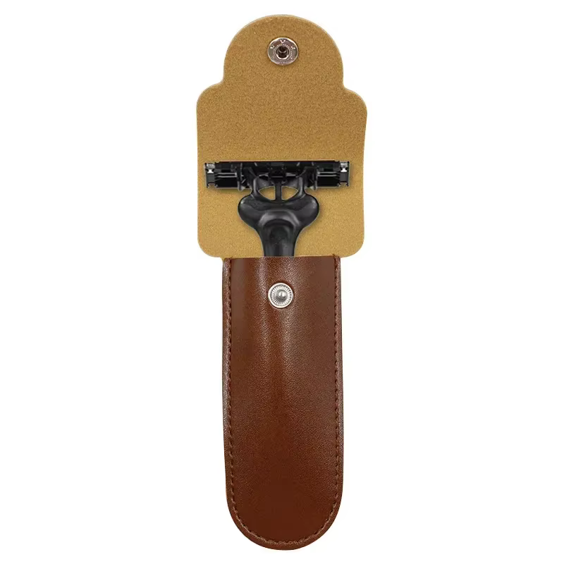 Étui de rasoir de voyage, étui de support pour rasoir manuel à Double bord, rasoir de sécurité en cuir PU, accessoires d'outils de rasage portables
