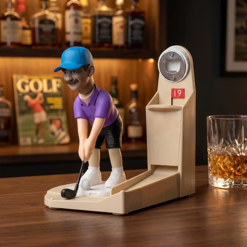 ㈅ Figurine de golfeur, ouvre-bouteille avec fente pour collectionneur de capsules, décoration de bar à domicile, cadeau pour les amateurs de golf, gadget de cuisine