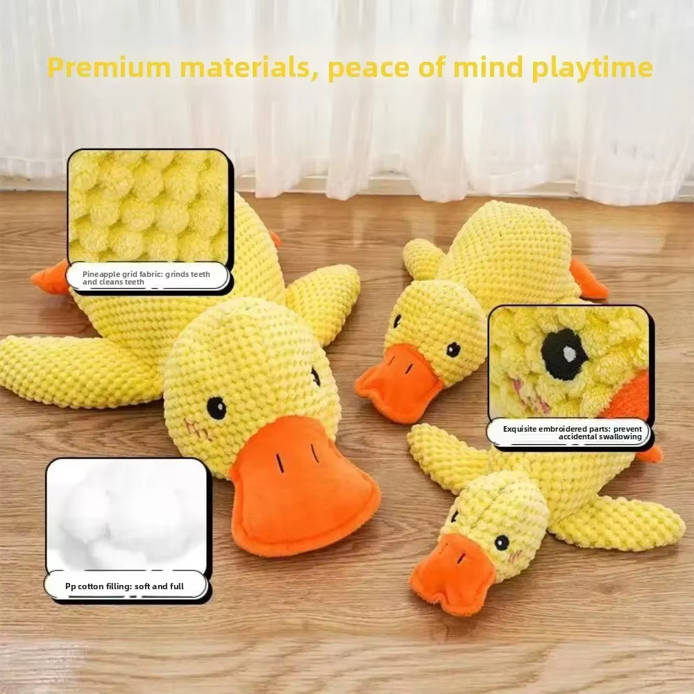 1/3 pièces d'accessoires pour chiens, jouet en peluche canard apaisant qui couine, aide au sommeil de luxe, compagnon durable pour chiot et animal de compagnie