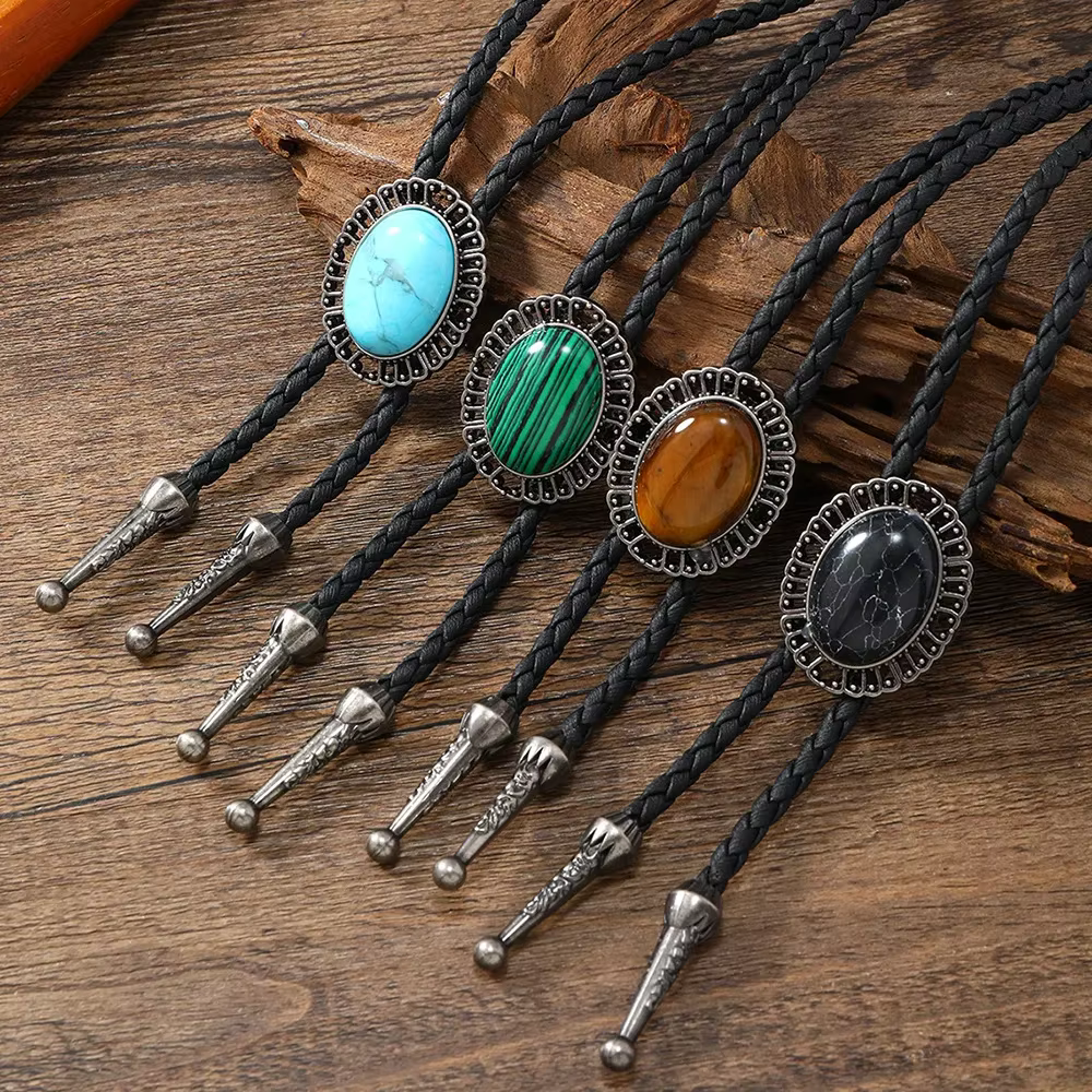 Cravates dorées pour hommes, accessoire de vêtement de Cowboy américain, cravate réglable tête de taureau, collier pendentif Bolo de Cowboy occidental