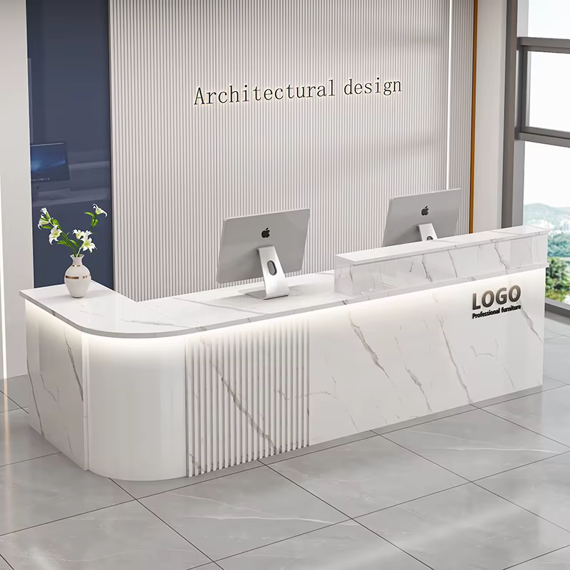 Comptoir de Bar de bureau professionnel personnalisé Design de luxe Simple bureau de réception Salon de beauté Bancone Bar Lusso meubles commerciaux