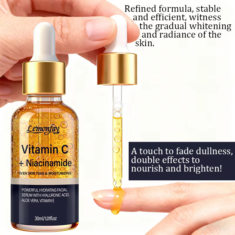 Sérum facial Lemonfay Vitamine C + Niacinamide | Formule hydratante avec acide hyaluronique, aloe vera et vitamine E | Teint uniforme