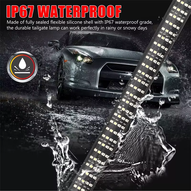 Barre lumineuse LED pour hayon de camion, 60 pouces, pour pick-up, remorque, SUV, fonction complète, frein, marche arrière, clignotant, feu arrière, étanche