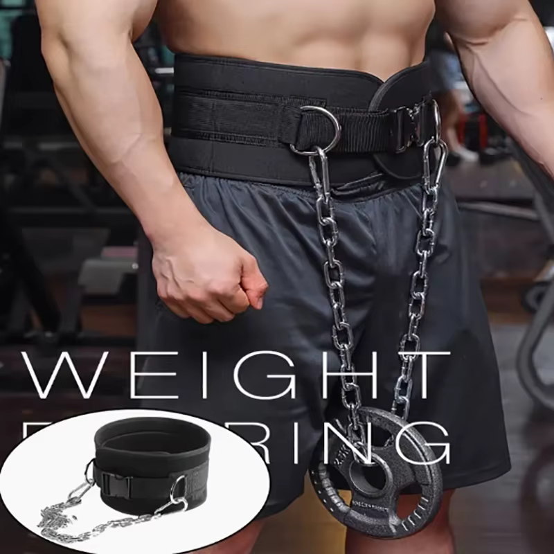 Ceinture de trempage spécifique au gymnastique avec chaîne en métal robuste pour la musculation et les tractions