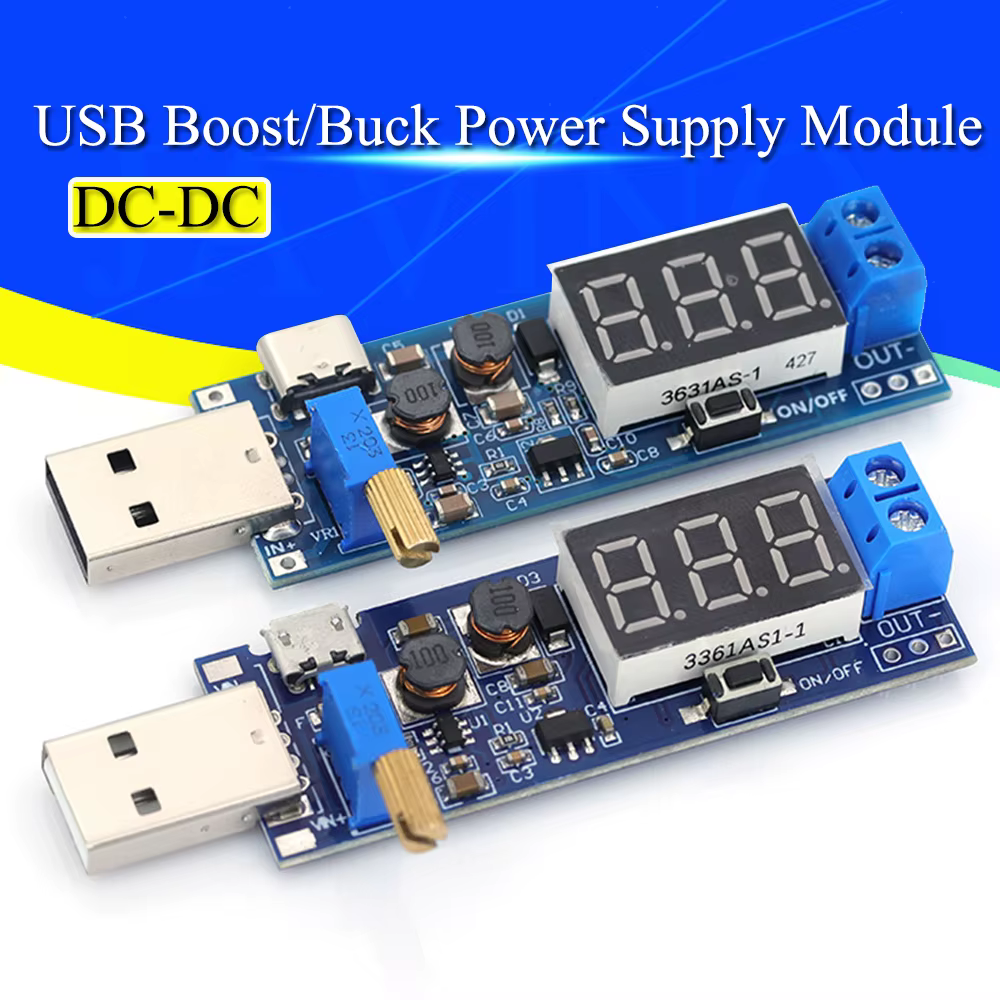 Convertisseur Boost Buck USB, Module d'alimentation élévateur/bas DC-DC 5V à 3.3V / 12V, sortie réglable DC 1.2V-24V