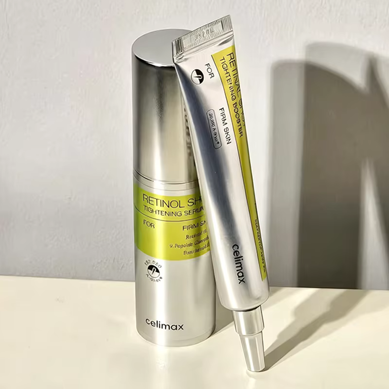 Celimax Corée : Coffret Crème Contour des Yeux Raffermissante au Rétinol Shot Booster 15ml+30ml et Sérum Hydratant Réparateur Pores et Cernes Soin de la Peau