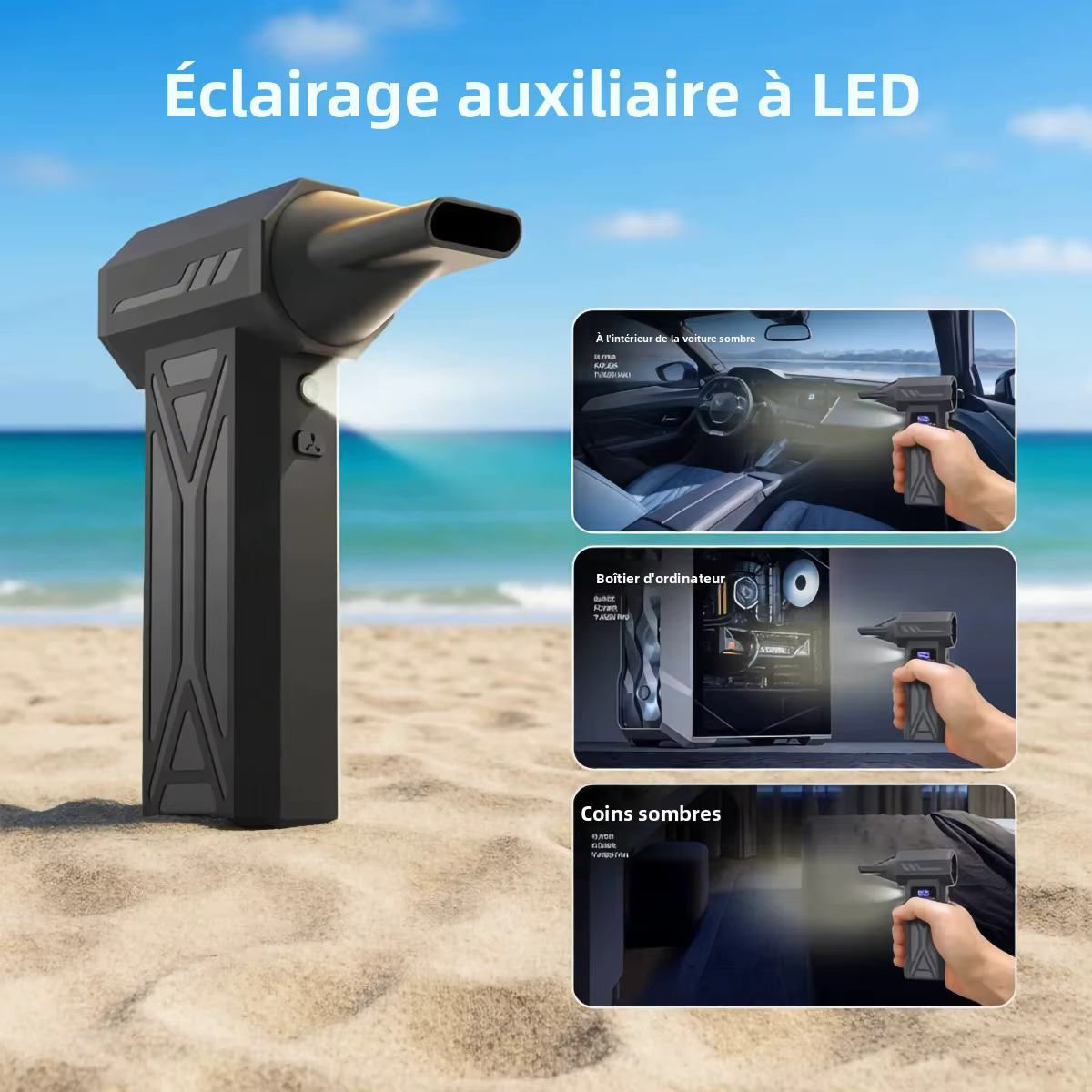 Souffleur d'air puissant 110000 tr/min, 4 vitesses réglables, Turbo Jet, avec affichage de la batterie légère Led, plumeau d'air comprimé sans fil