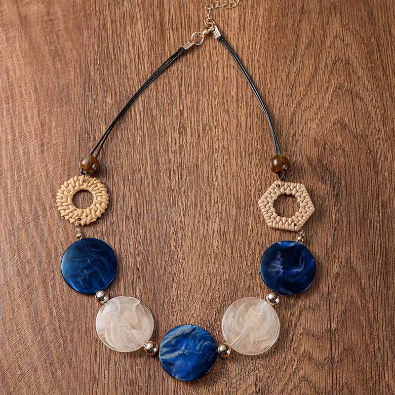 Accessoires acryliques Vintage, pendentifs faits à la main, colliers de déclaration géométrique rétro pour femmes, bijoux à la mode quotidienne