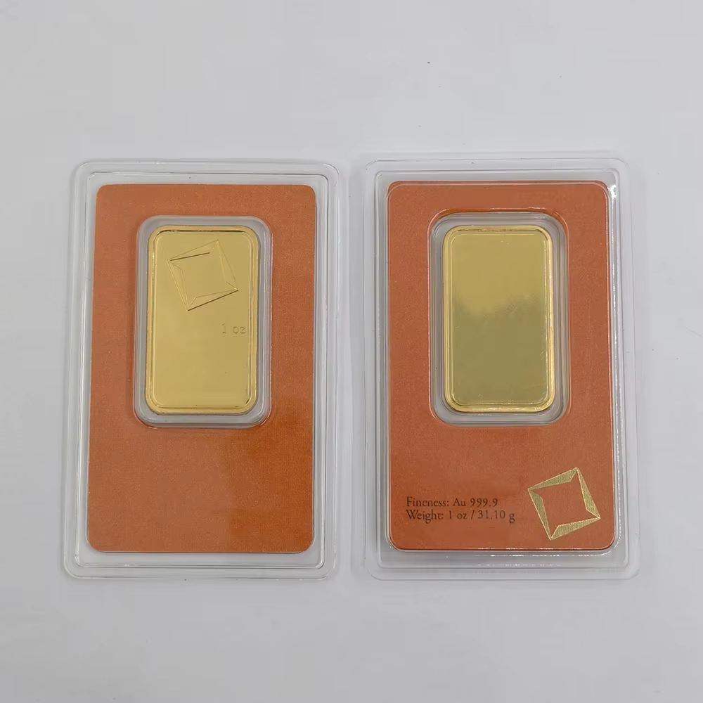 Barre de cuivre 1g/2.5g/10g/20g/1oz/50g non magnétique plaquée or suisse avec numéro de série indépendant, pièce de collection, artisanat, souvenir