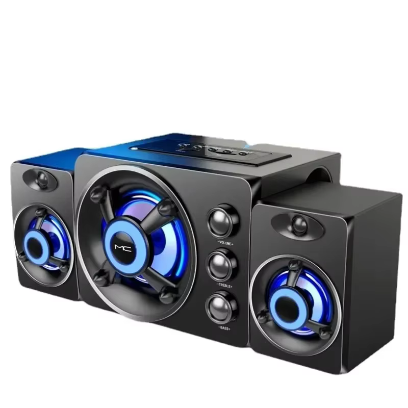 Haut-parleurs stéréo 3D hi-fi, lumière lourde LED colorée, AUX, USB, filaire, sans fil, Bluetooth, Audio, Home cinéma, barre de son Surround, TV
