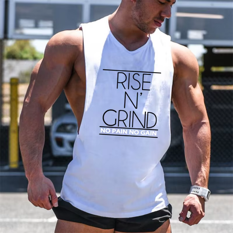 Gym musculation vêtements de course été coton respirant Singlets hommes formation sans manches débardeurs grandes fentes latérales chemises