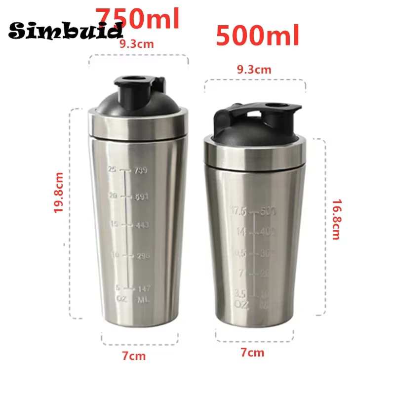 Bouteille Shaker de poudre de protéines en acier inoxydable