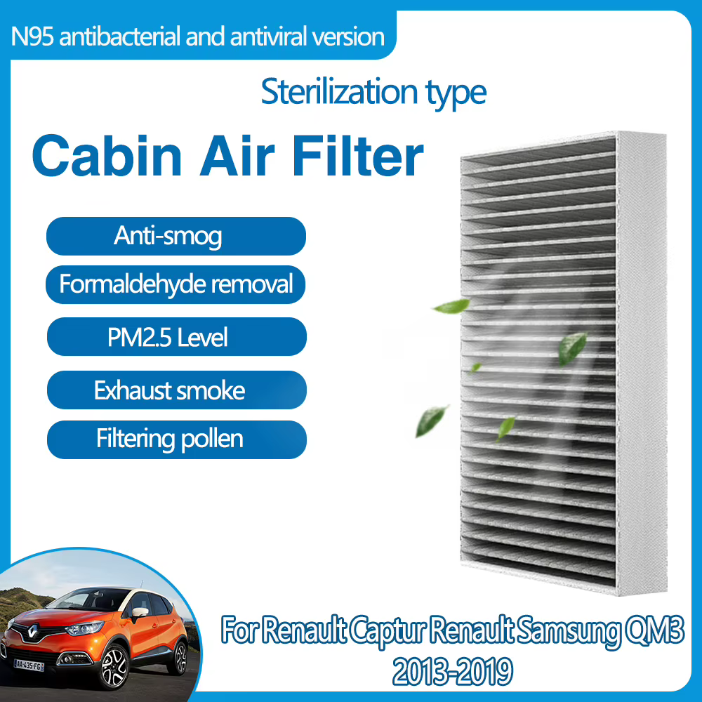 Filtre à air de cabine ABS au charbon actif, accessoires de voiture, Renault, Captur, Samsung, QM3, 2013, 2014, 2015, 2016, 2017, 2018, 2019